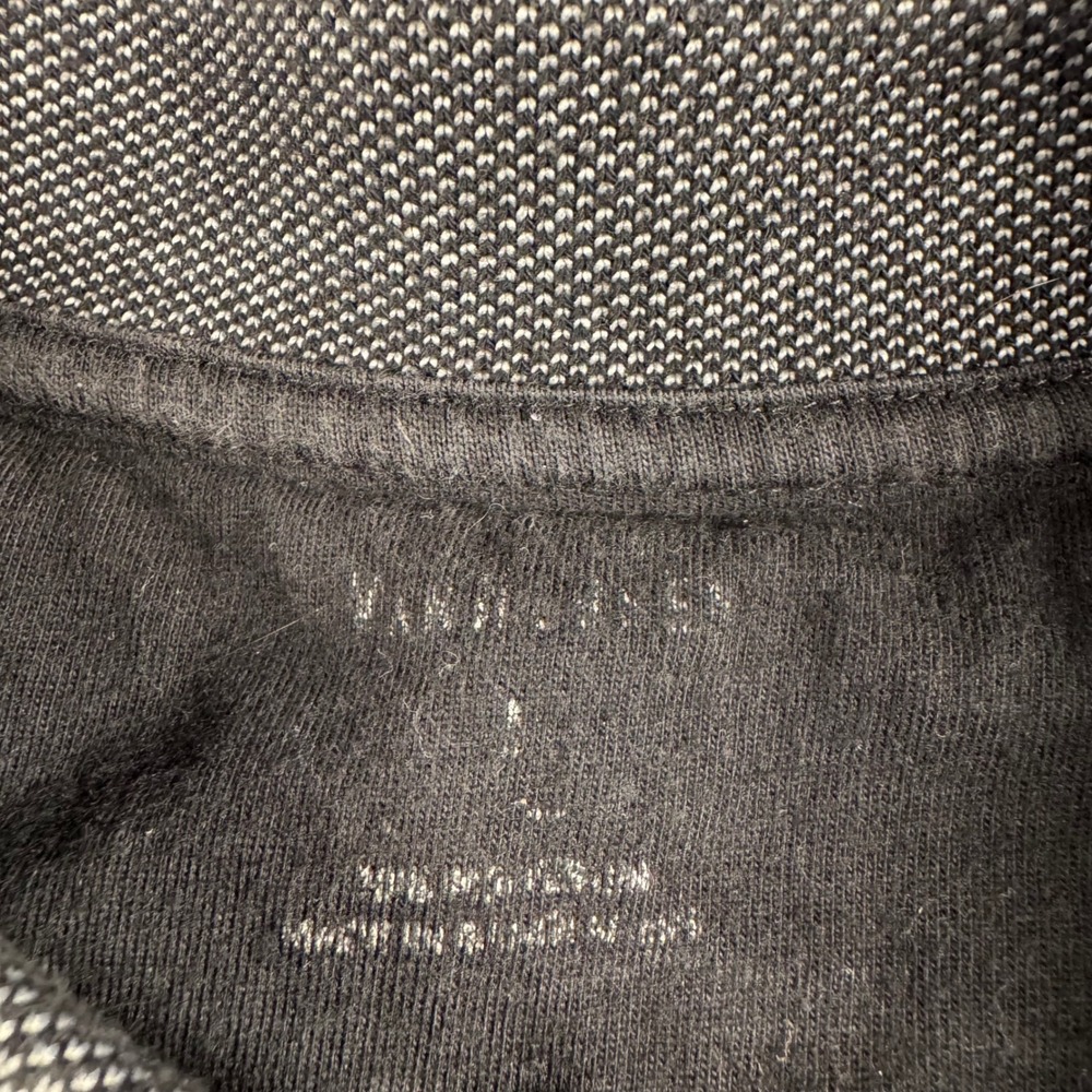 Van Heusen Mens Large Polo Shirt Charcoal Gray Micro Check Short Sleeve Cotton L - Picture 4 of 9